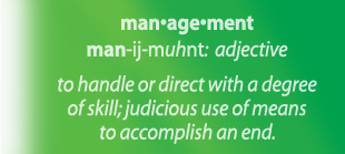 Management - to handle or direct with a degree of skill; judicious use of means to accomplish an end.